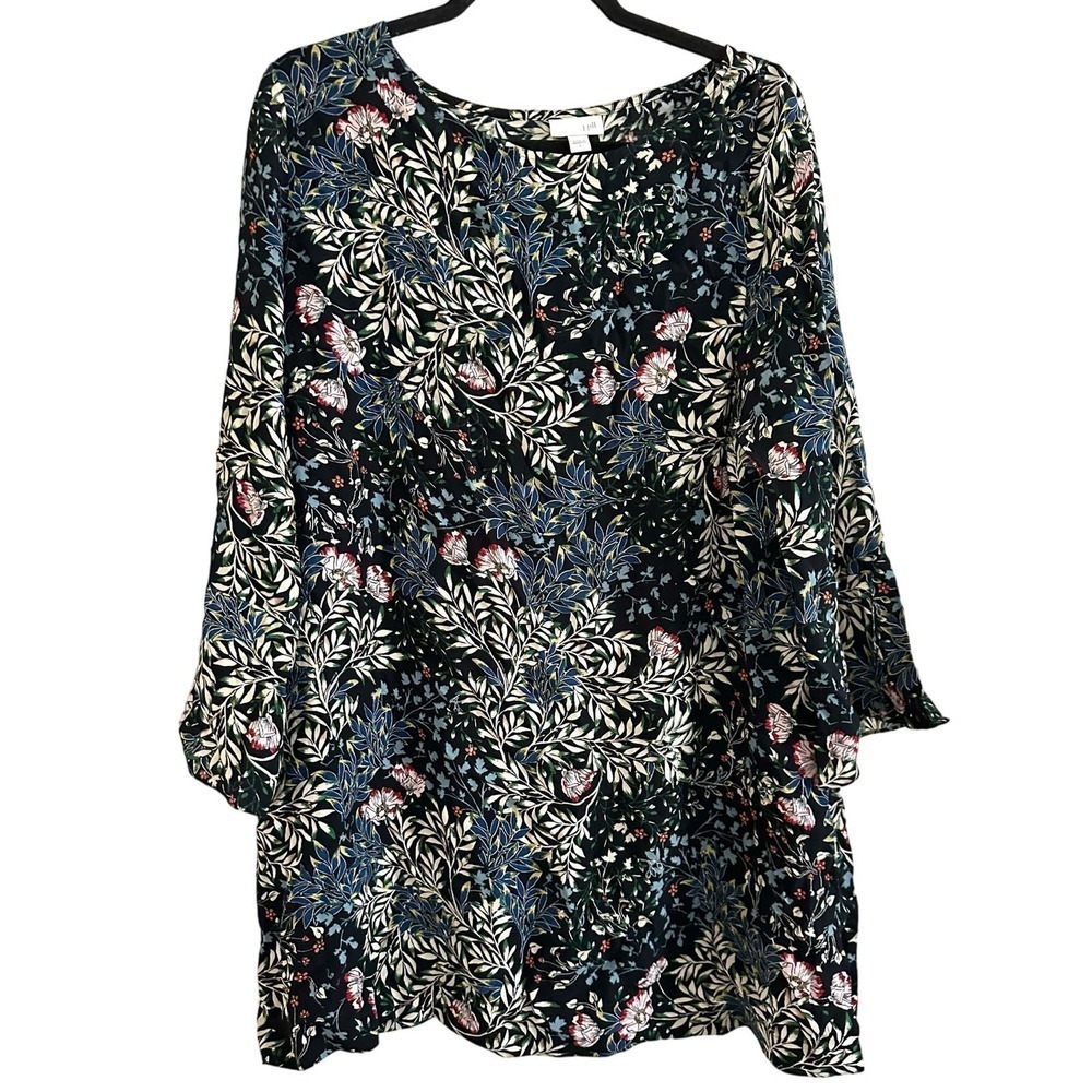 J. Jill Flowy Floral Pullover Tunic Top Shirt Blouse Loose - Large